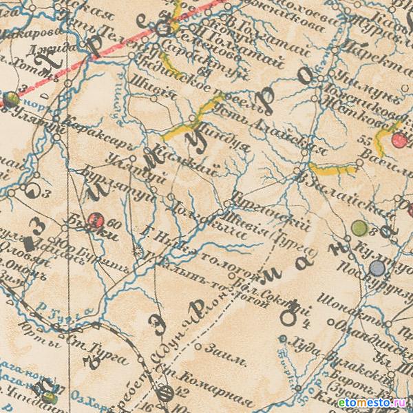 Геологическая карта Восточной Сибири Реутовского 1905 г. - Фрагмент
